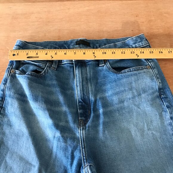 Uniqlo Flared Slim Jeans Women 29 Blue High Rise Kaihara Fabric Medium Wash - Picture 10 of 13